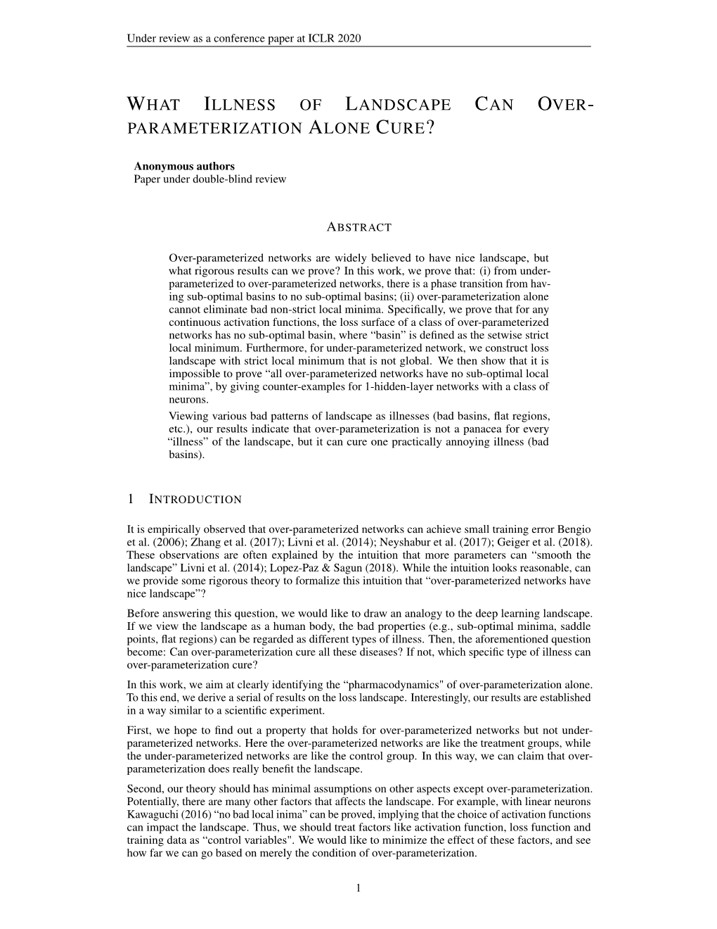 What Illness of Landscape Can Over- Parameterization