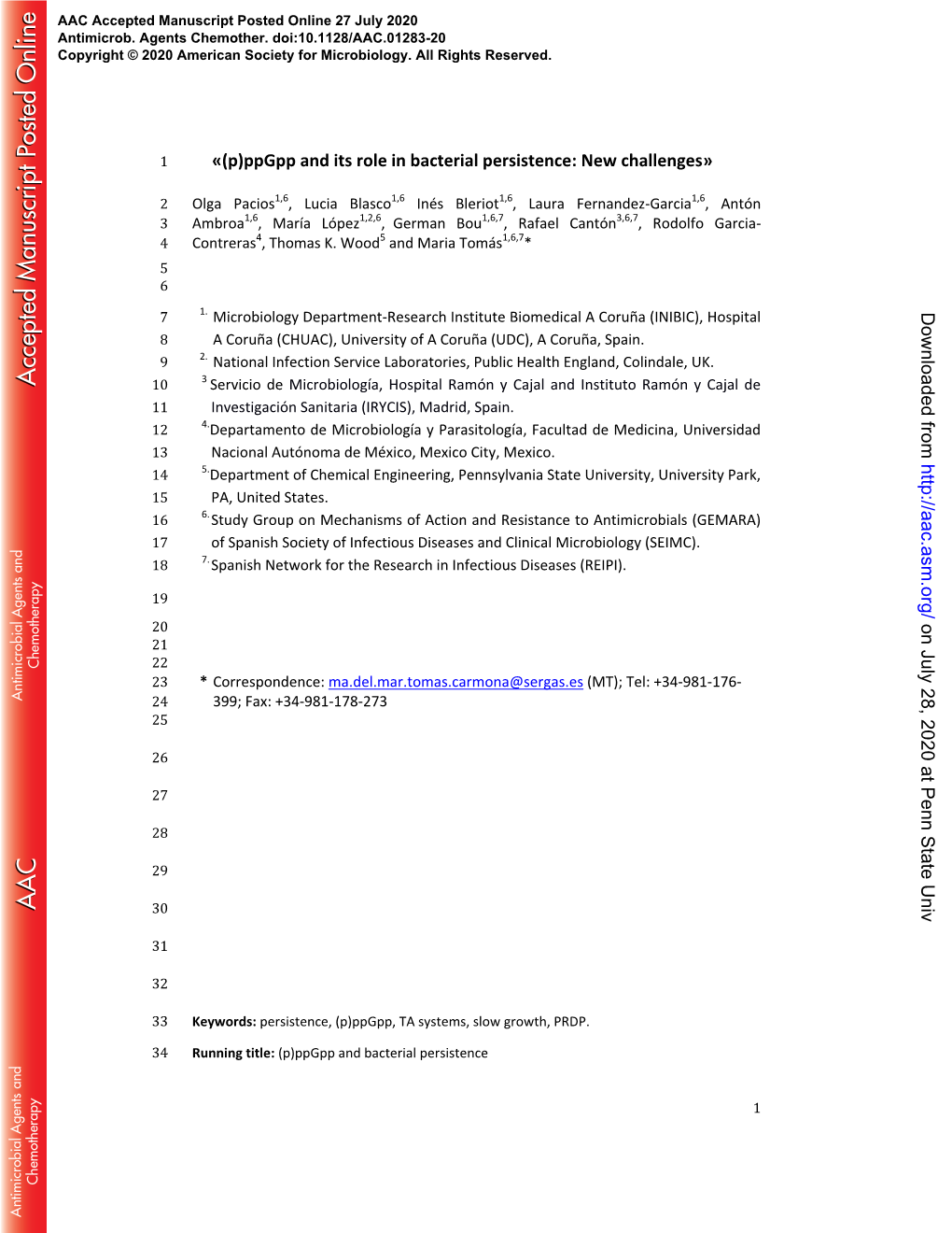 (P)Ppgpp and Its Role in Bacterial Persistence: New Challenges»