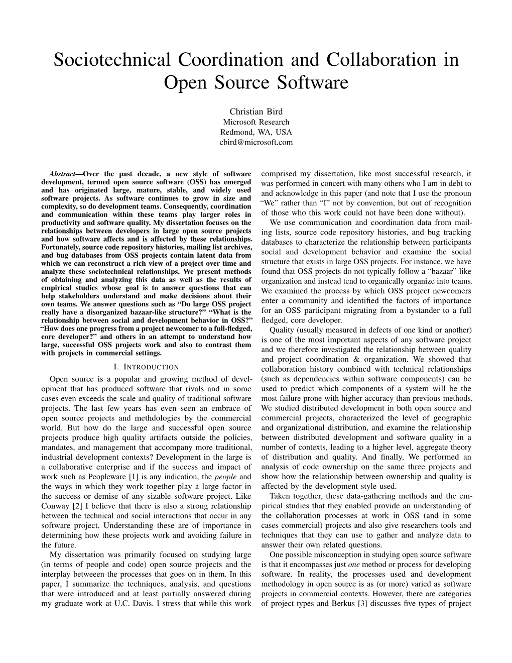 Sociotechnical Coordination and Collaboration in Open Source Software