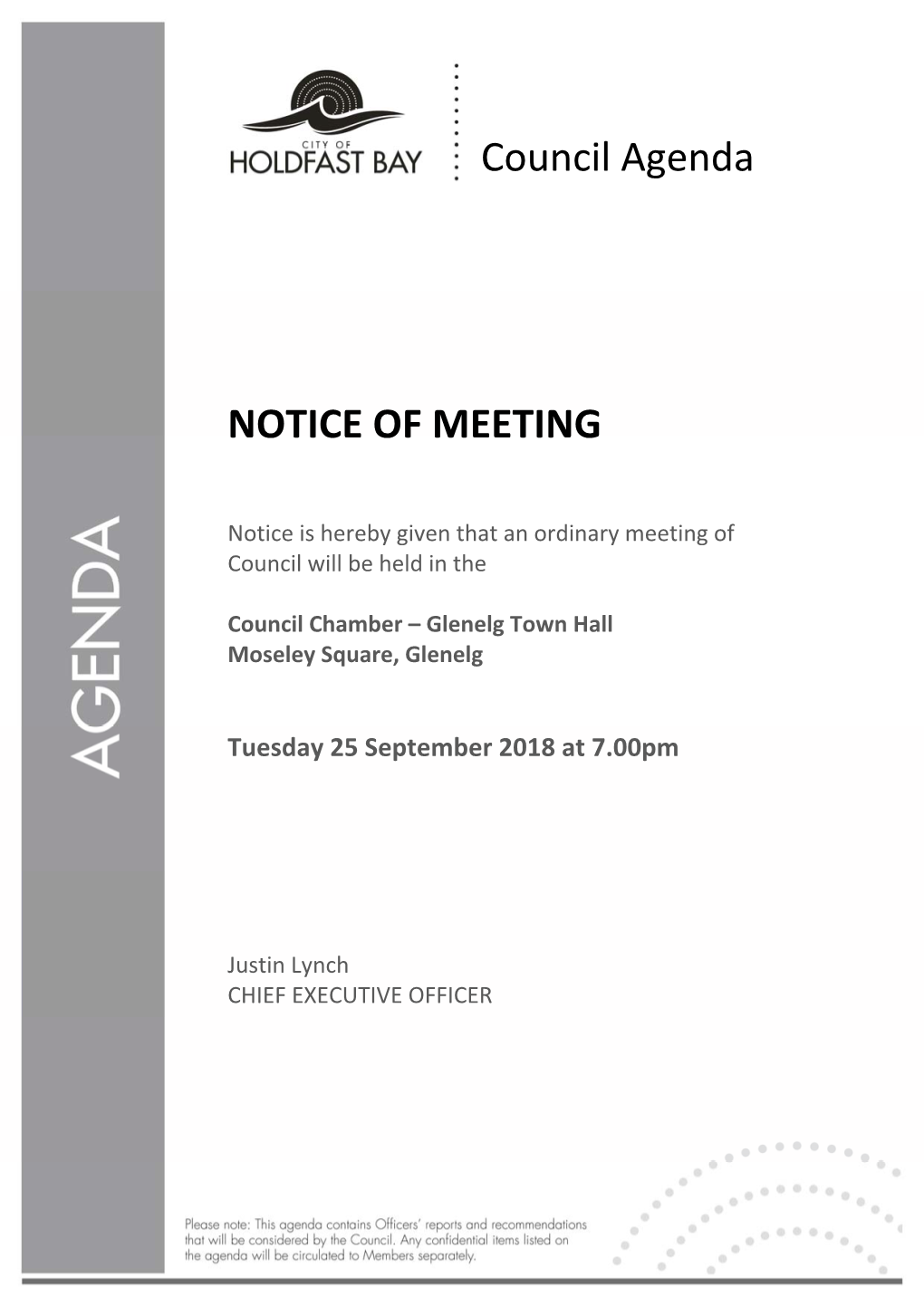 Council Agenda NOTICE of MEETING