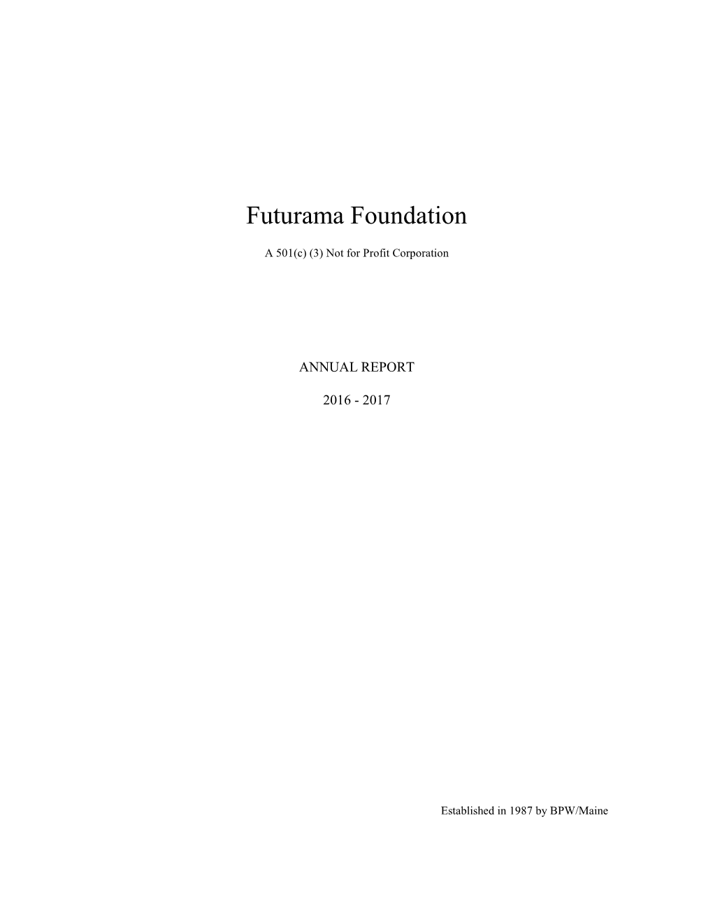 BPW/Maine Futurama Foundation