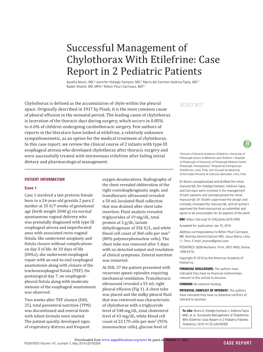 Successful Management of Chylothorax with Etilefrine: Case