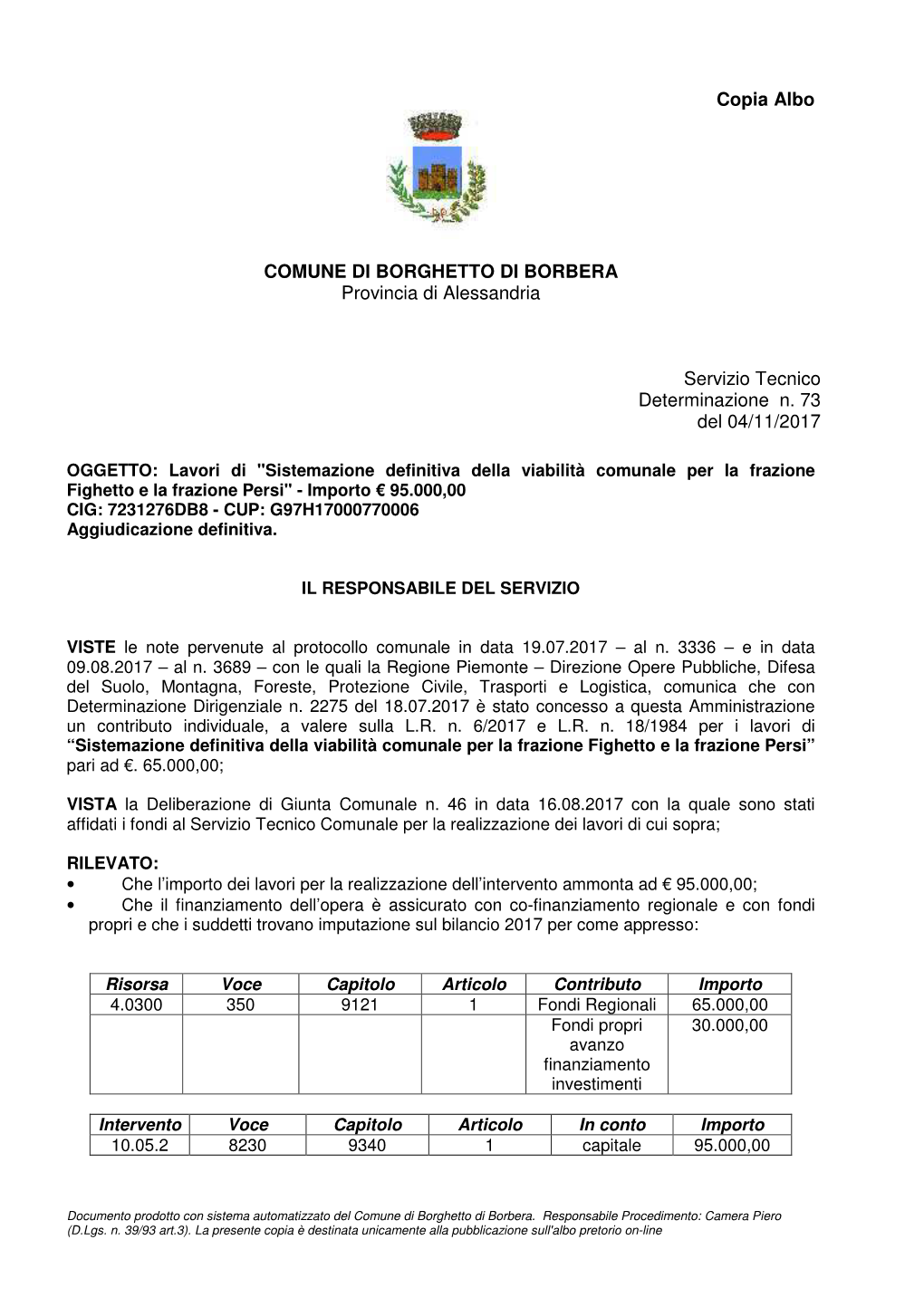 Affidamento Lavori Di Sistemazione