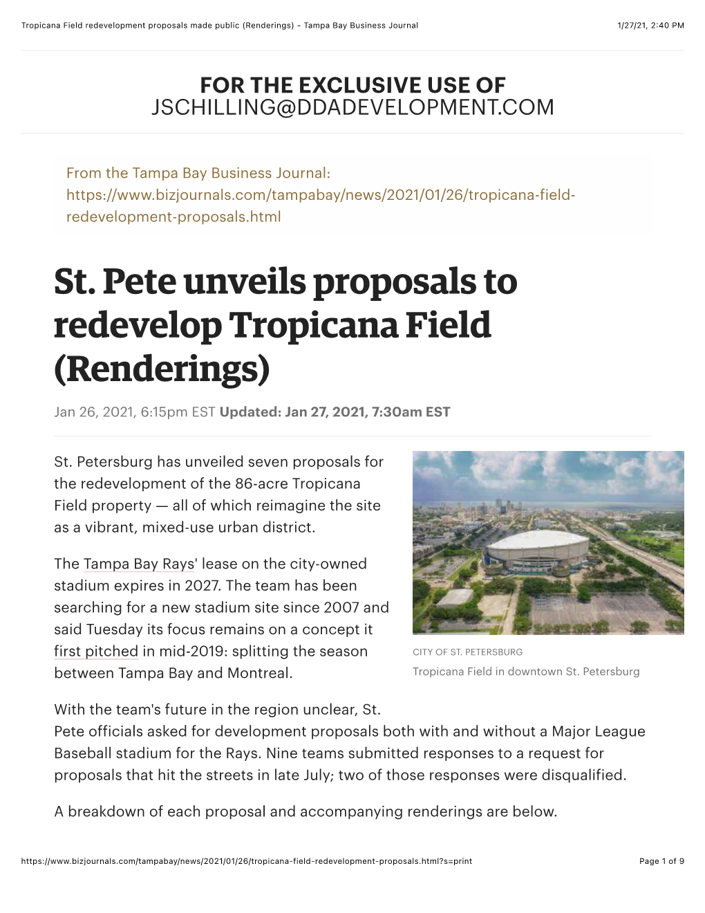 St. Pete Unveils Proposals to Redevelop Tropicana Field (Renderings)