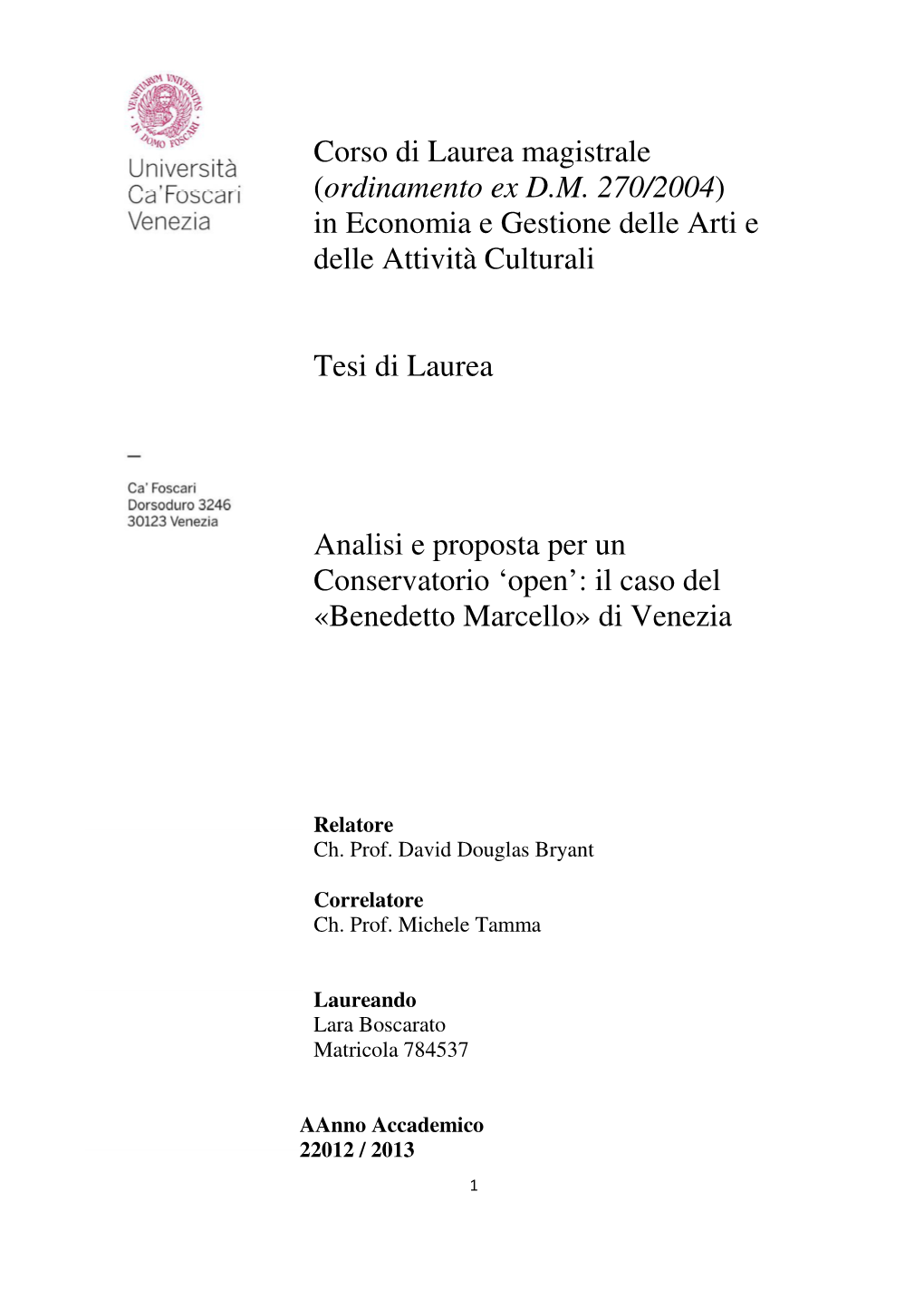 In Economia E Gestione Delle Arti E Delle Attività Culturali Tesi Di