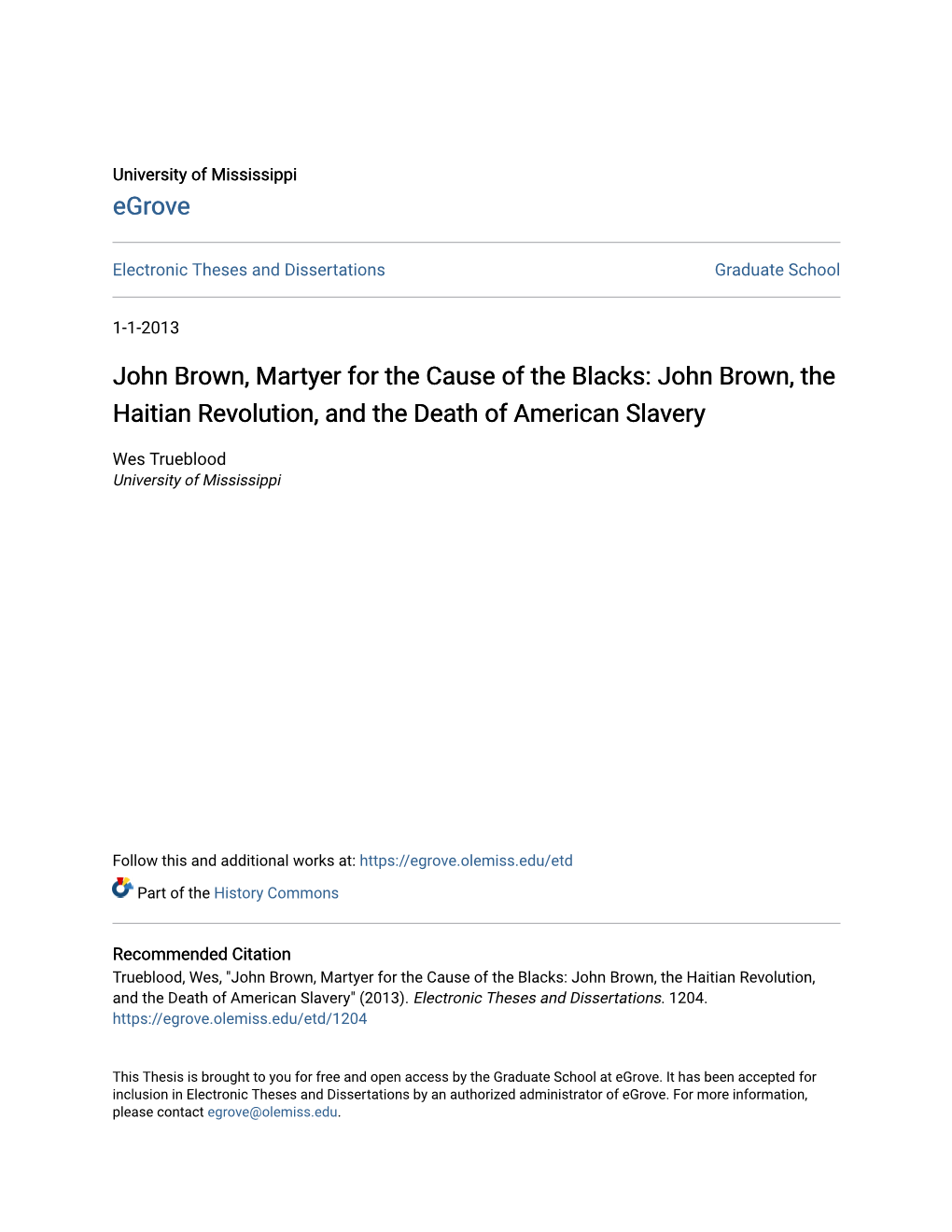 John Brown, the Haitian Revolution, and the Death of American Slavery