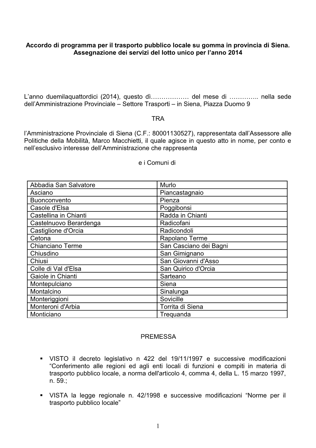 Accordo Di Programma 2014