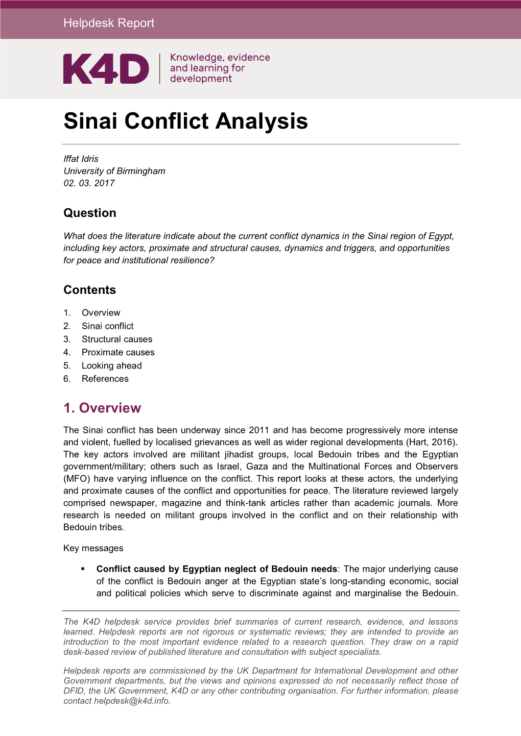 Sinai Conflict Analysis