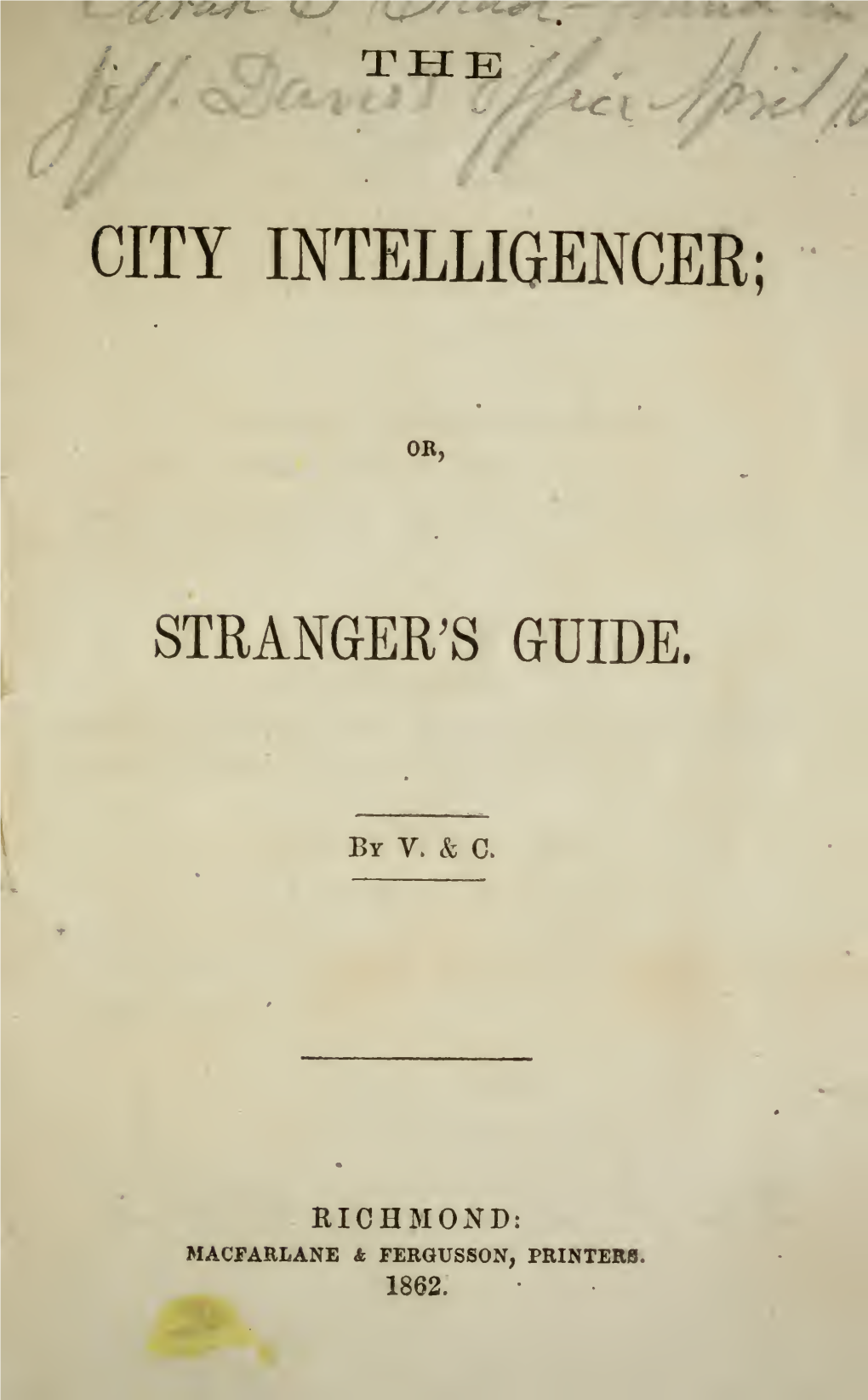 Stranger's Guide for Richmond 1862