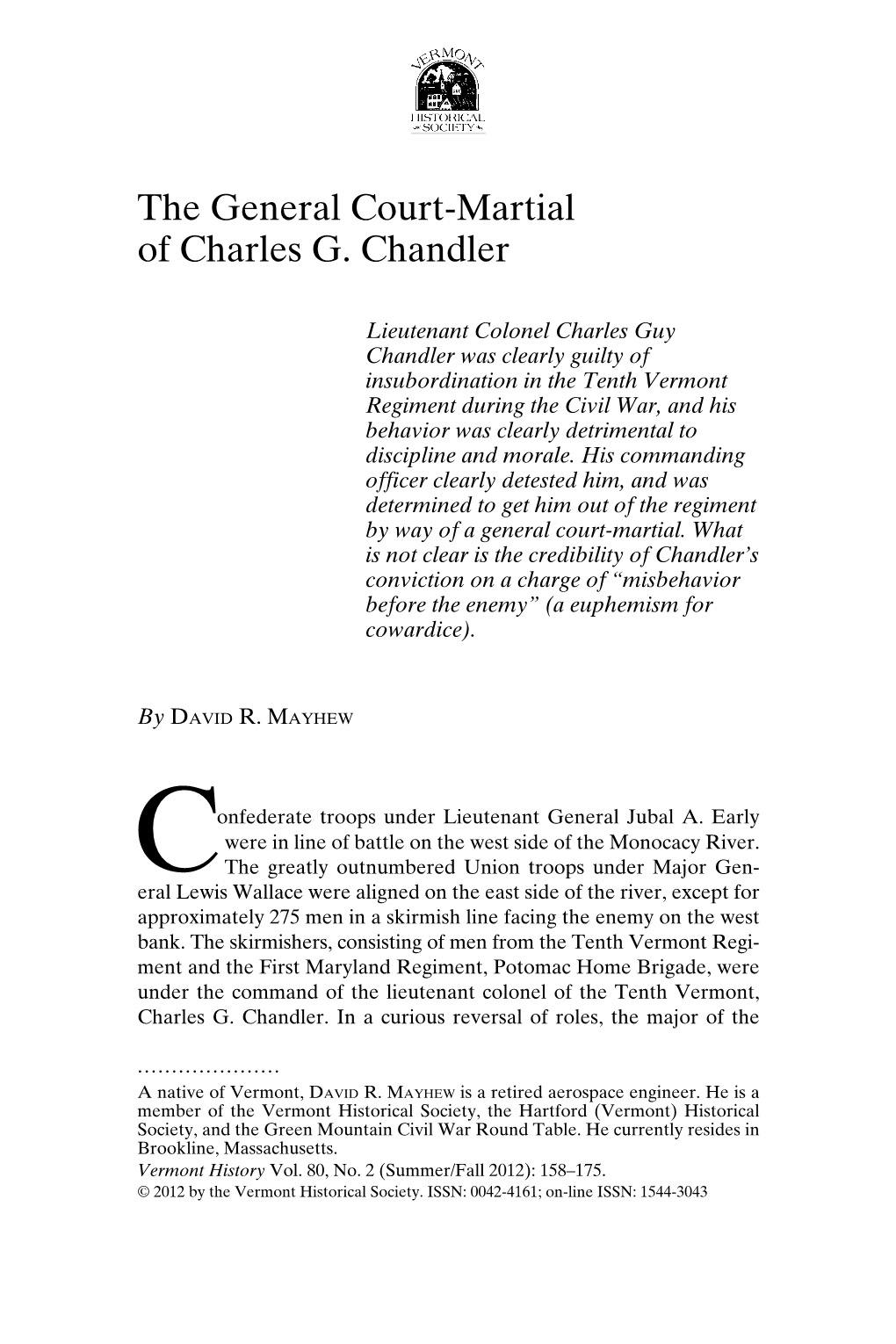 The General Court-Martial of Charles G. Chandler