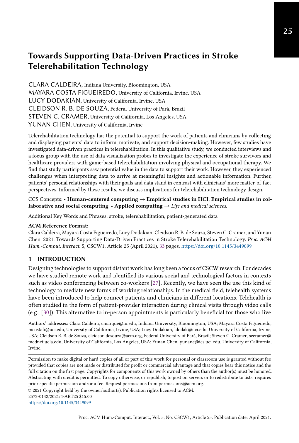 Towards Supporting Data-Driven Practices in Stroke Telerehabilitation Technology