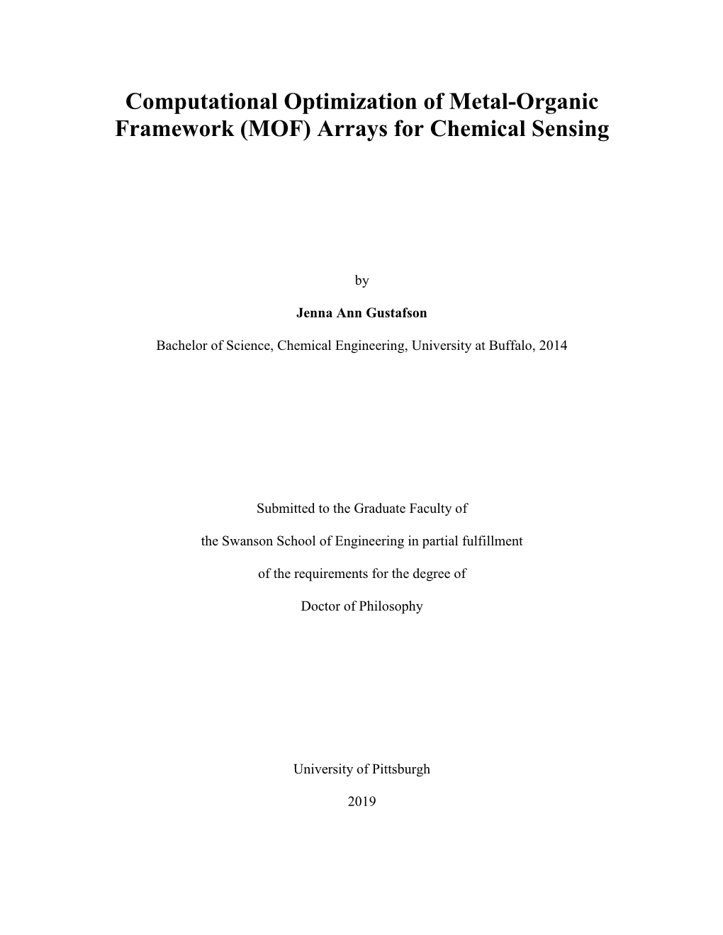 Computational Optimization of Metal-Organic Framework (MOF) Arrays for Chemical Sensing