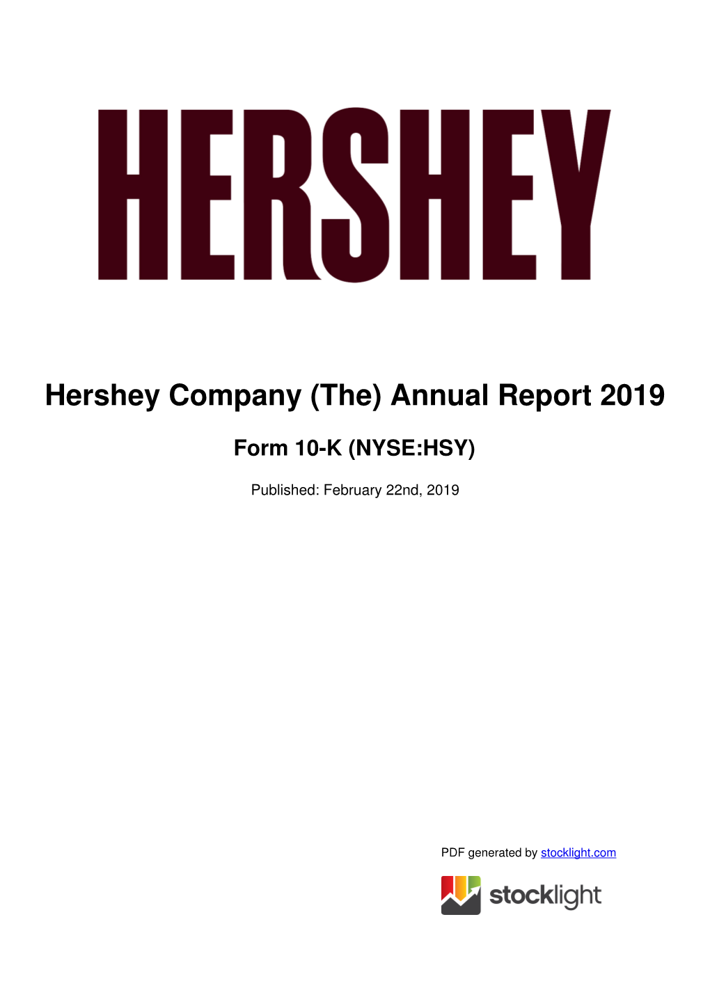 Hershey Company (The) Annual Report 2019