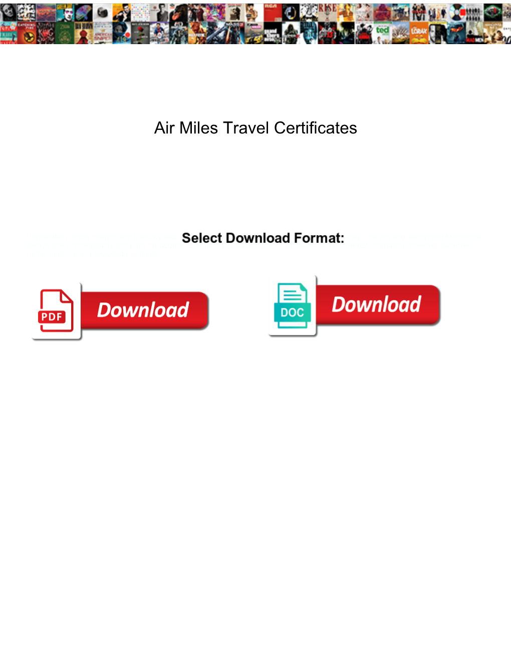 Air Miles Travel Certificates