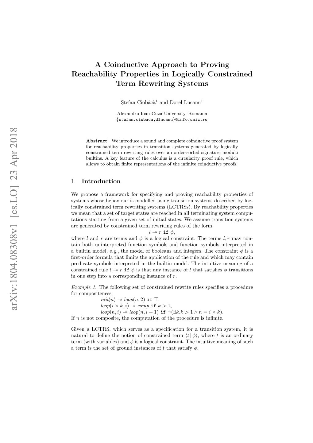 A Coinductive Approach to Proving Reachability Properties in Logically Constrained Term Rewriting Systems