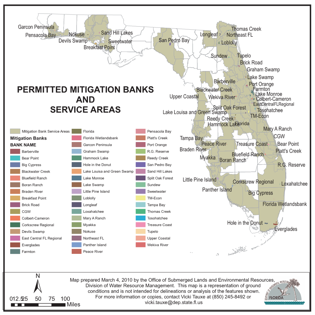 Permitted Mitigation Banks and Service Areas