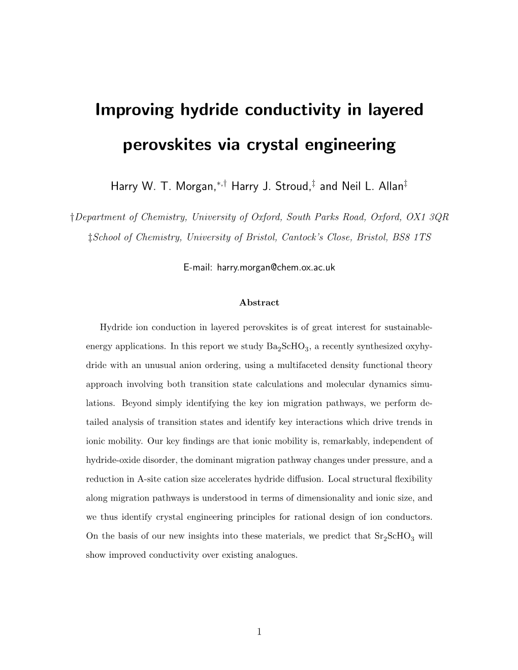 Improving Hydride Conductivity in Layered Perovskites Via Crystal Engineering