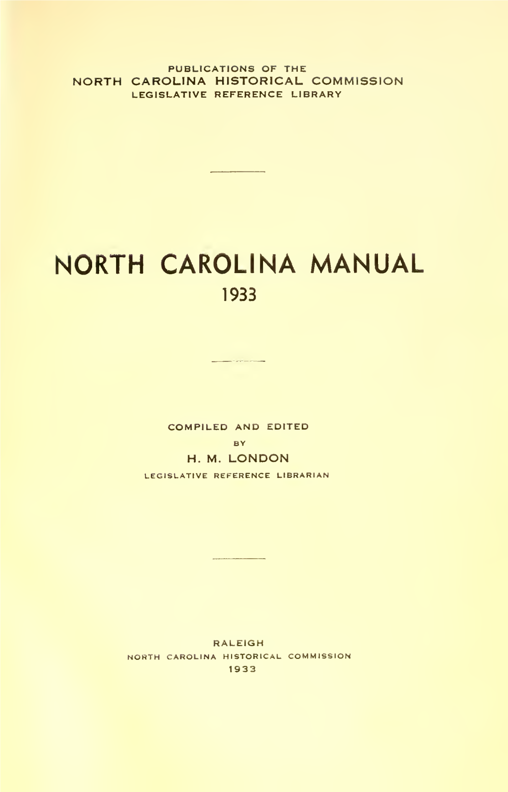 North Carolina Manual 1933