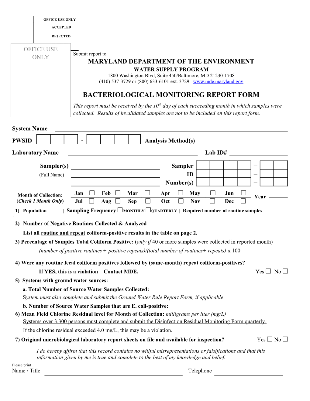 Bacti Monitoring Form: 2014-03-19