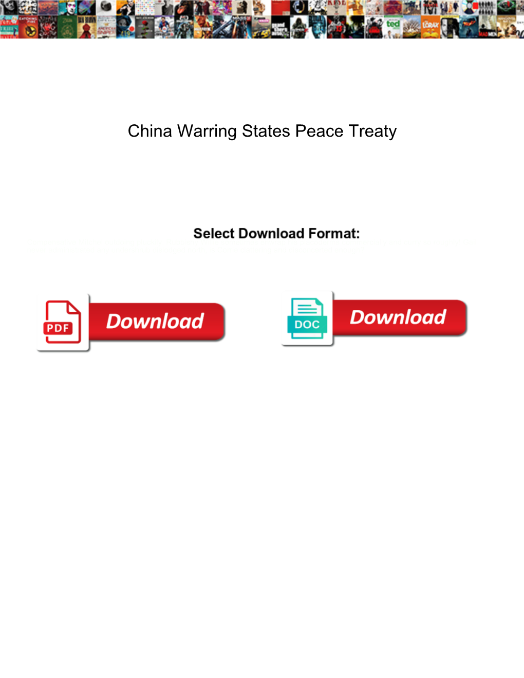China Warring States Peace Treaty