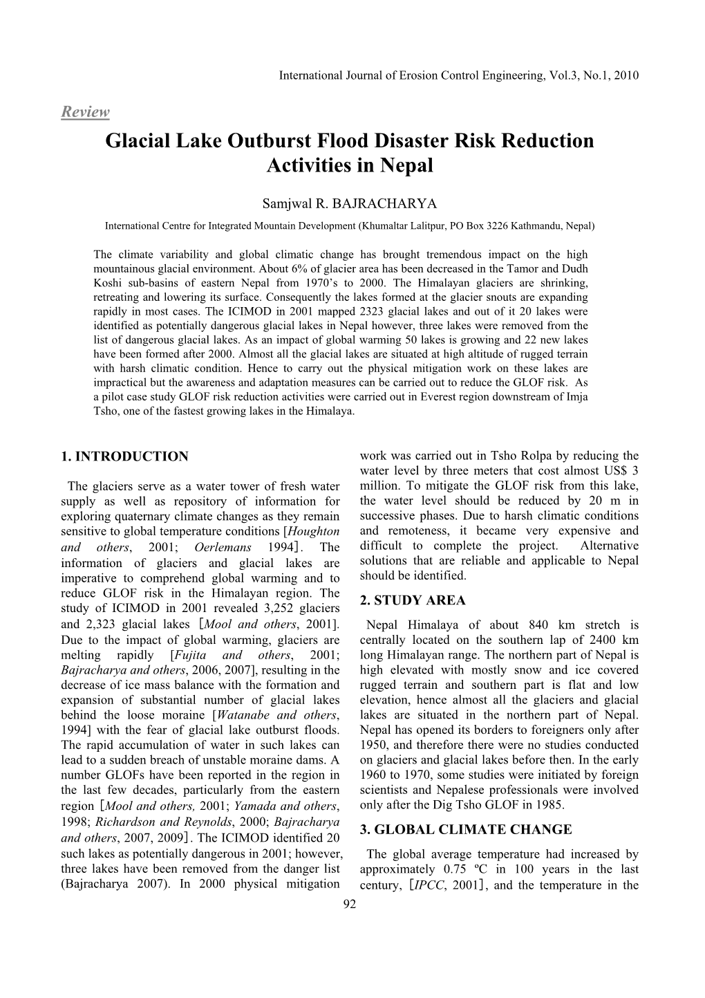 Glacial Lake Outburst Flood Disaster Risk Reduction Activities in Nepal