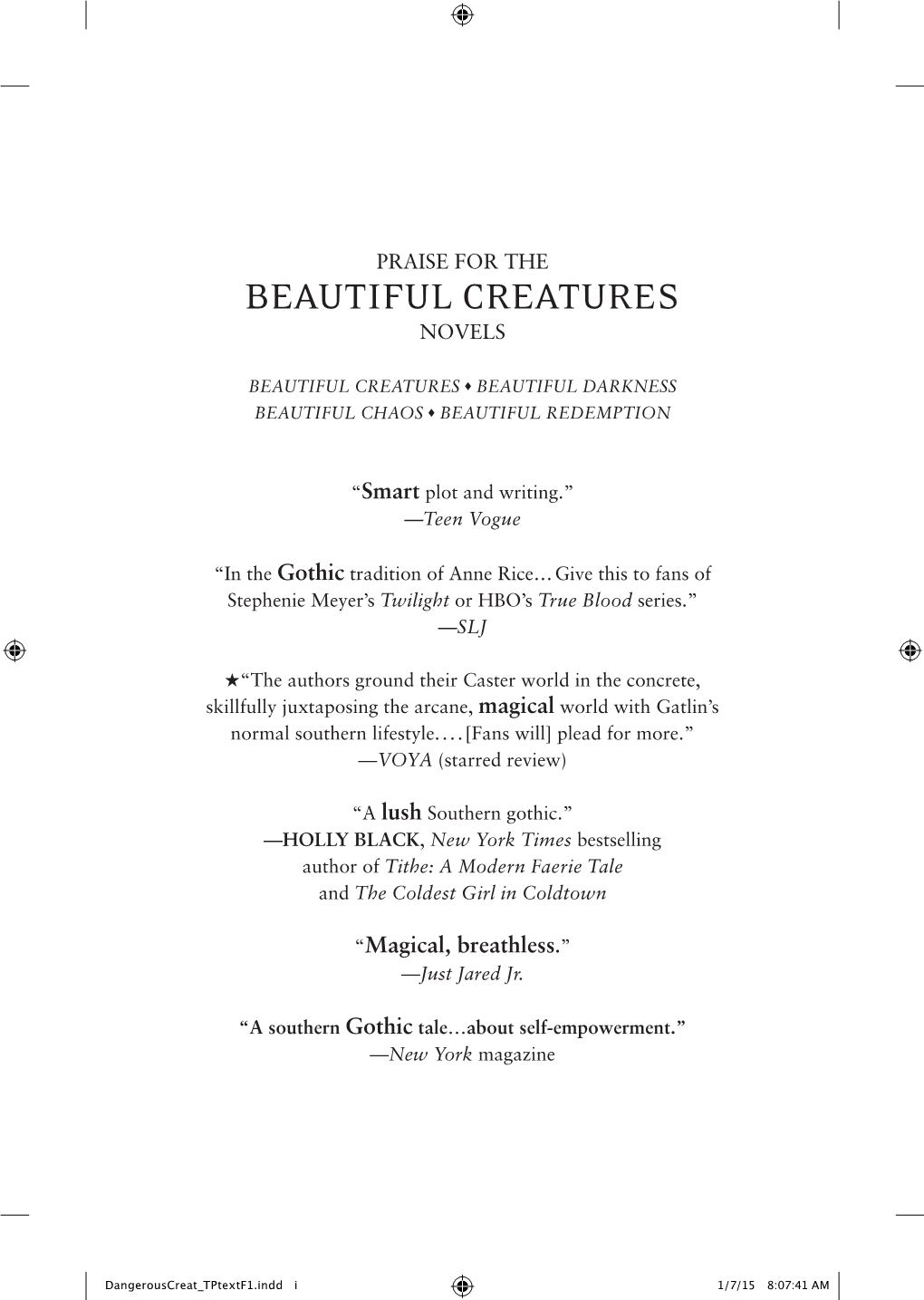 Beautiful Creatures Novels