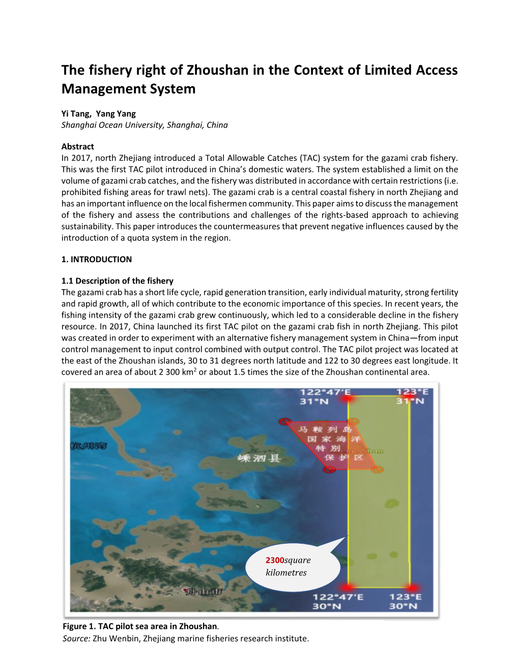 The Fishery Right of Zhoushan in the Context of Limited Access Management System