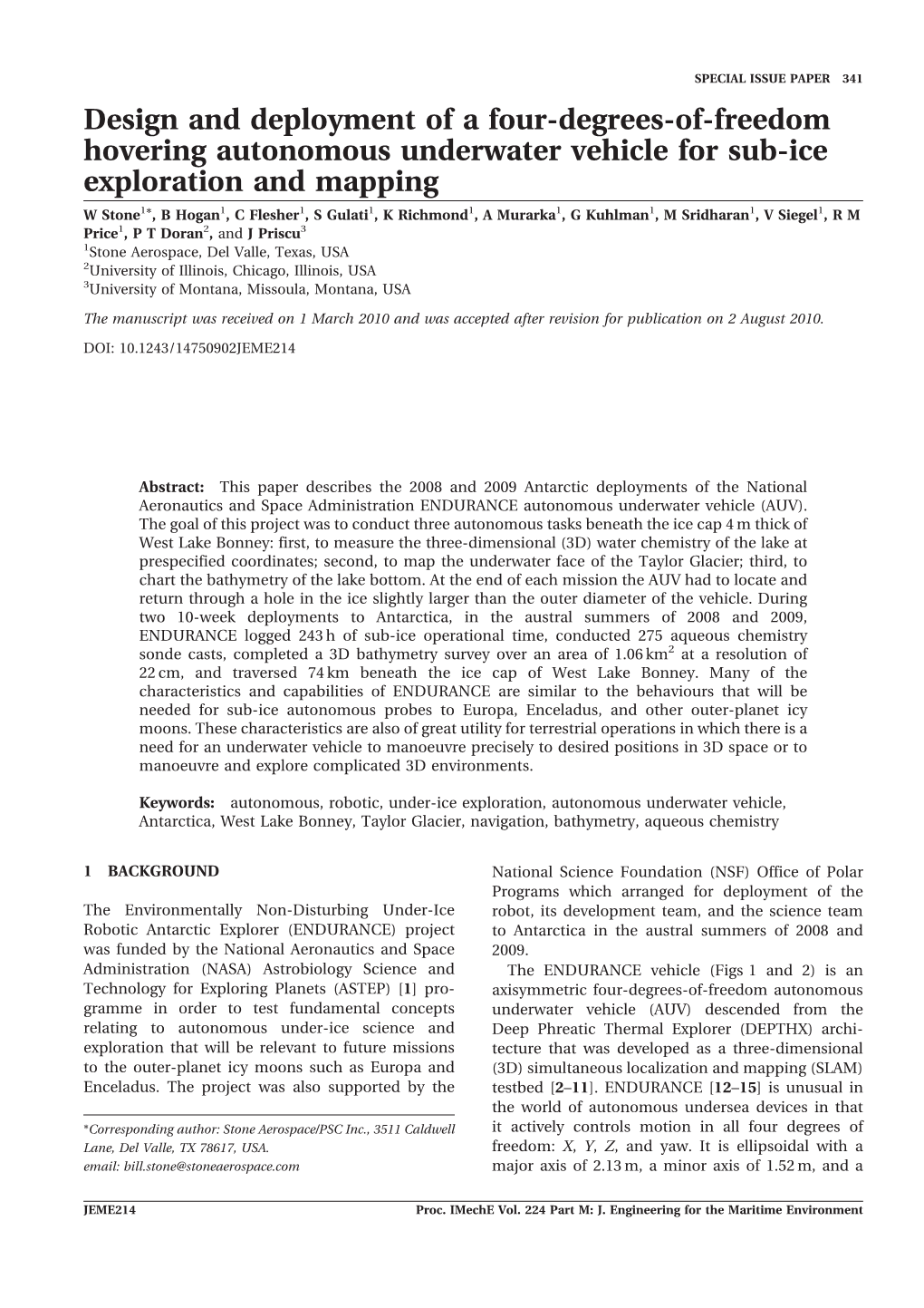 Design and Deployment of a Four-Degrees-Of-Freedom Hovering