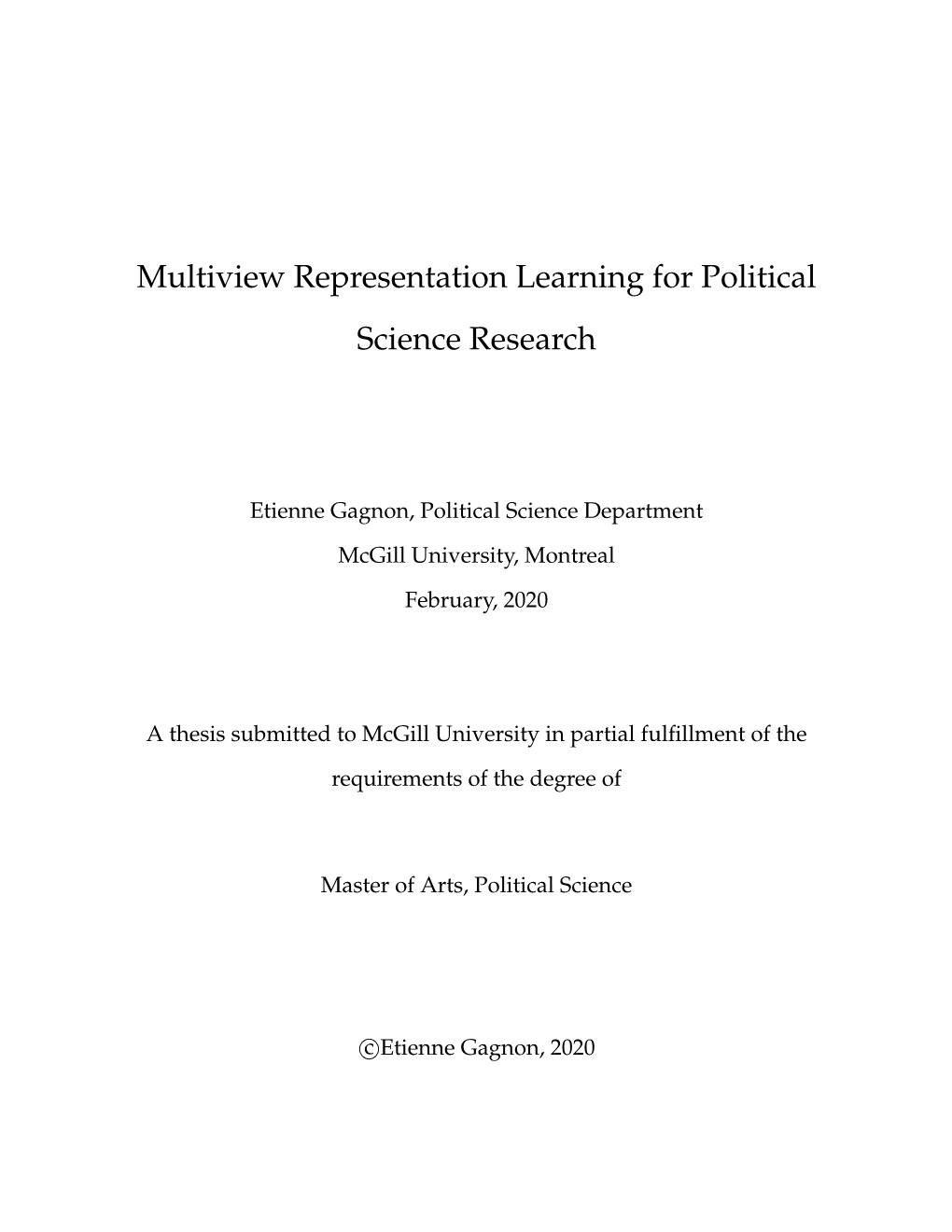 Multiview Representation Learning for Political Science Research