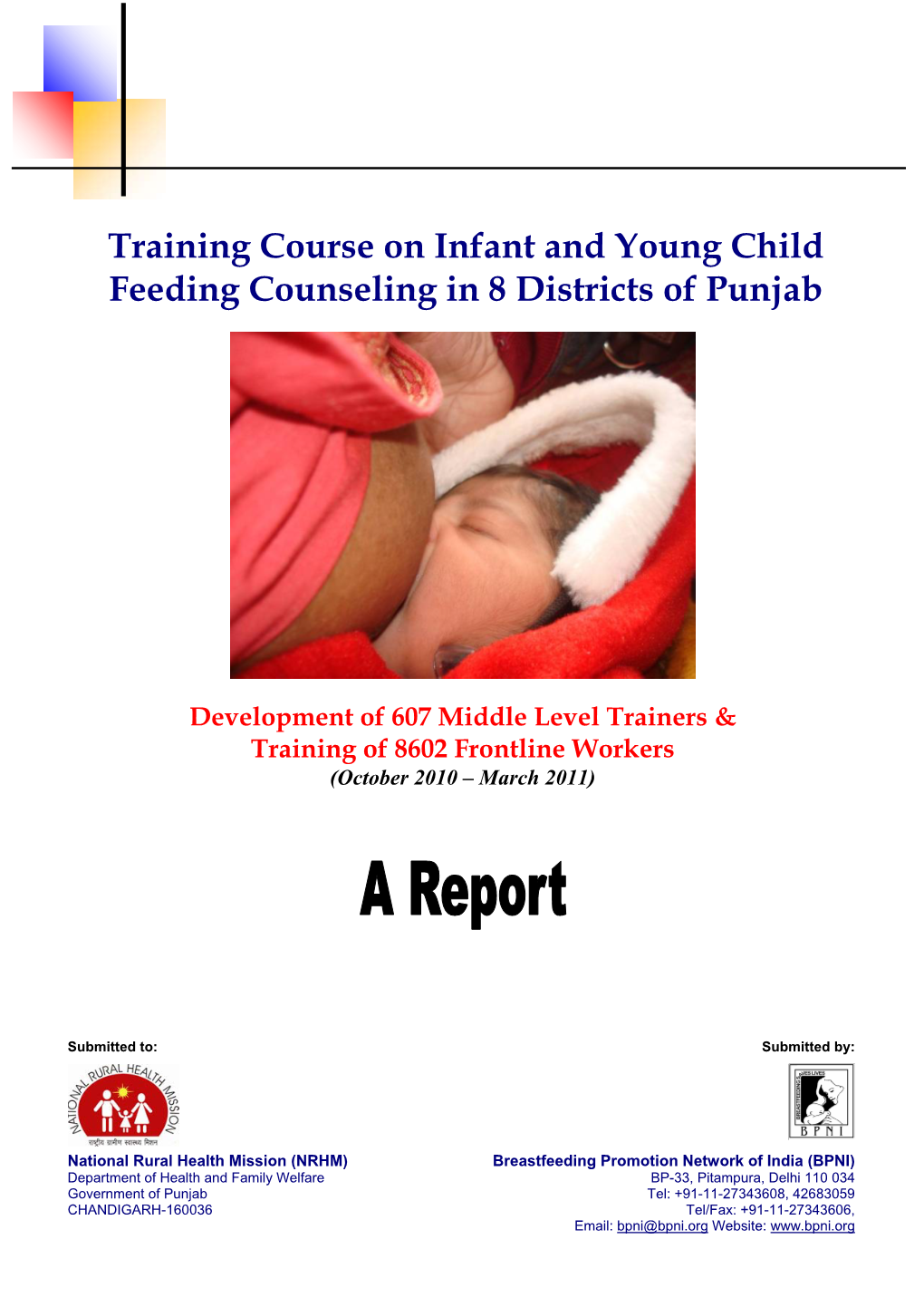 Training Course on Infant and Young Child Feeding Counseling in 8 Districts of Punjab