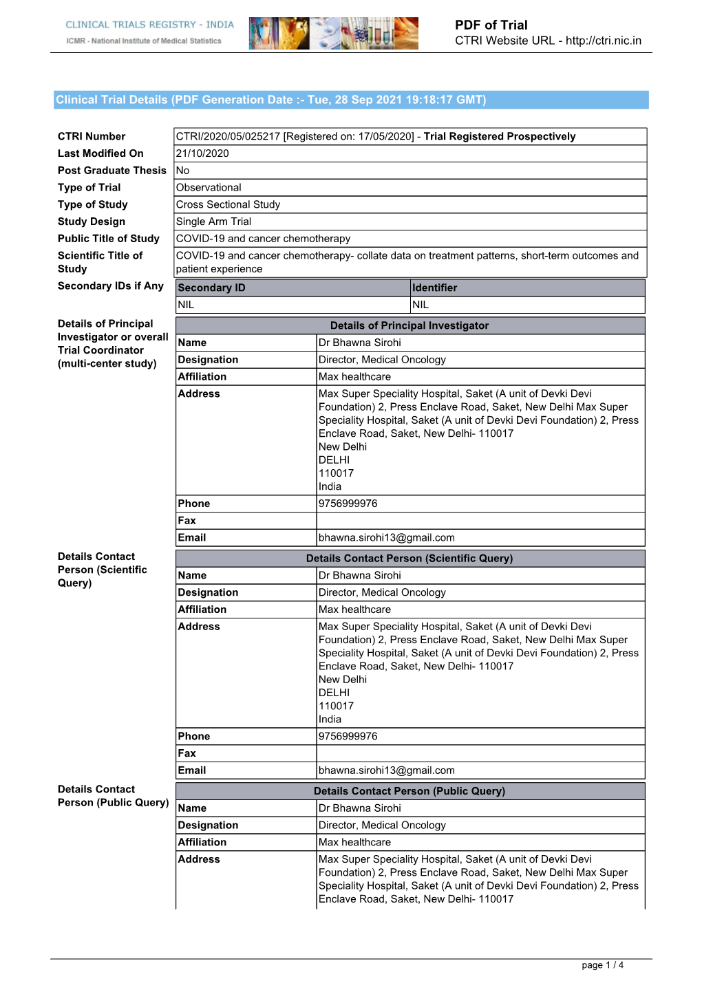 PDF of Trial CTRI Website URL