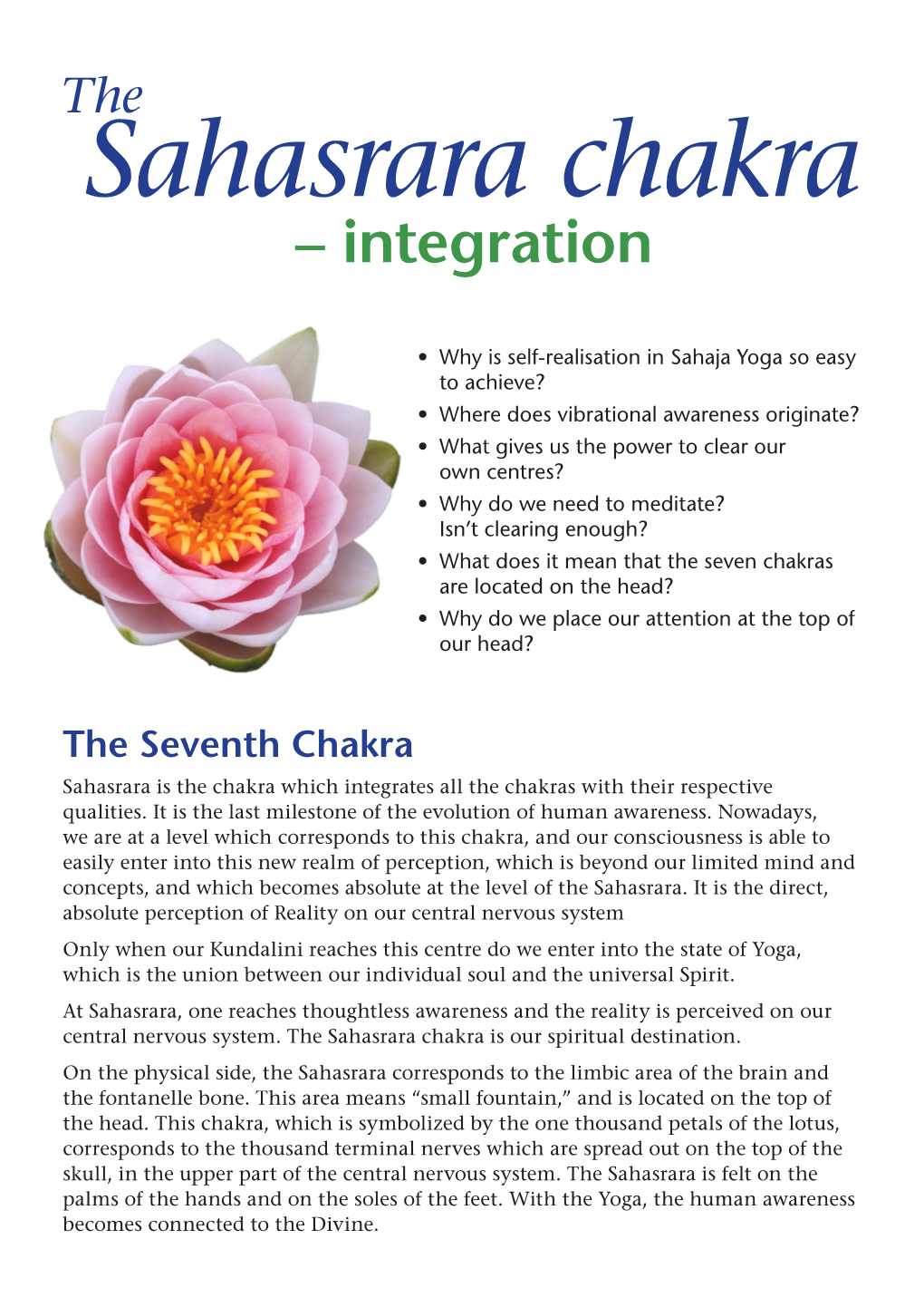 Sahasrara Chakra – Integration
