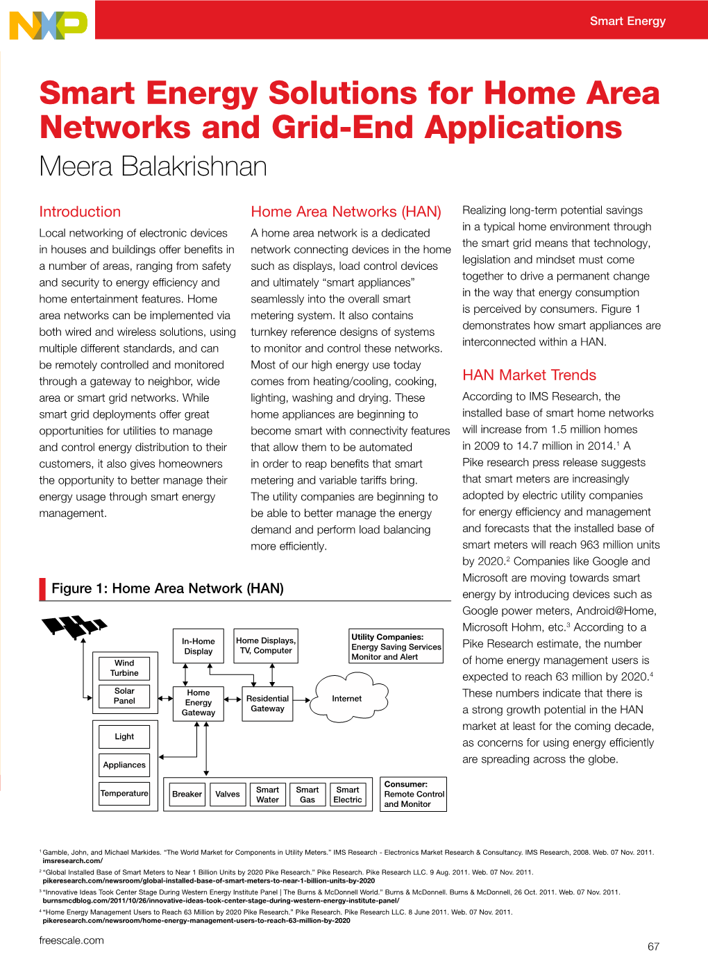 Smart Energy Solutions for Home Area Networks and Grid-End Applications Meera Balakrishnan