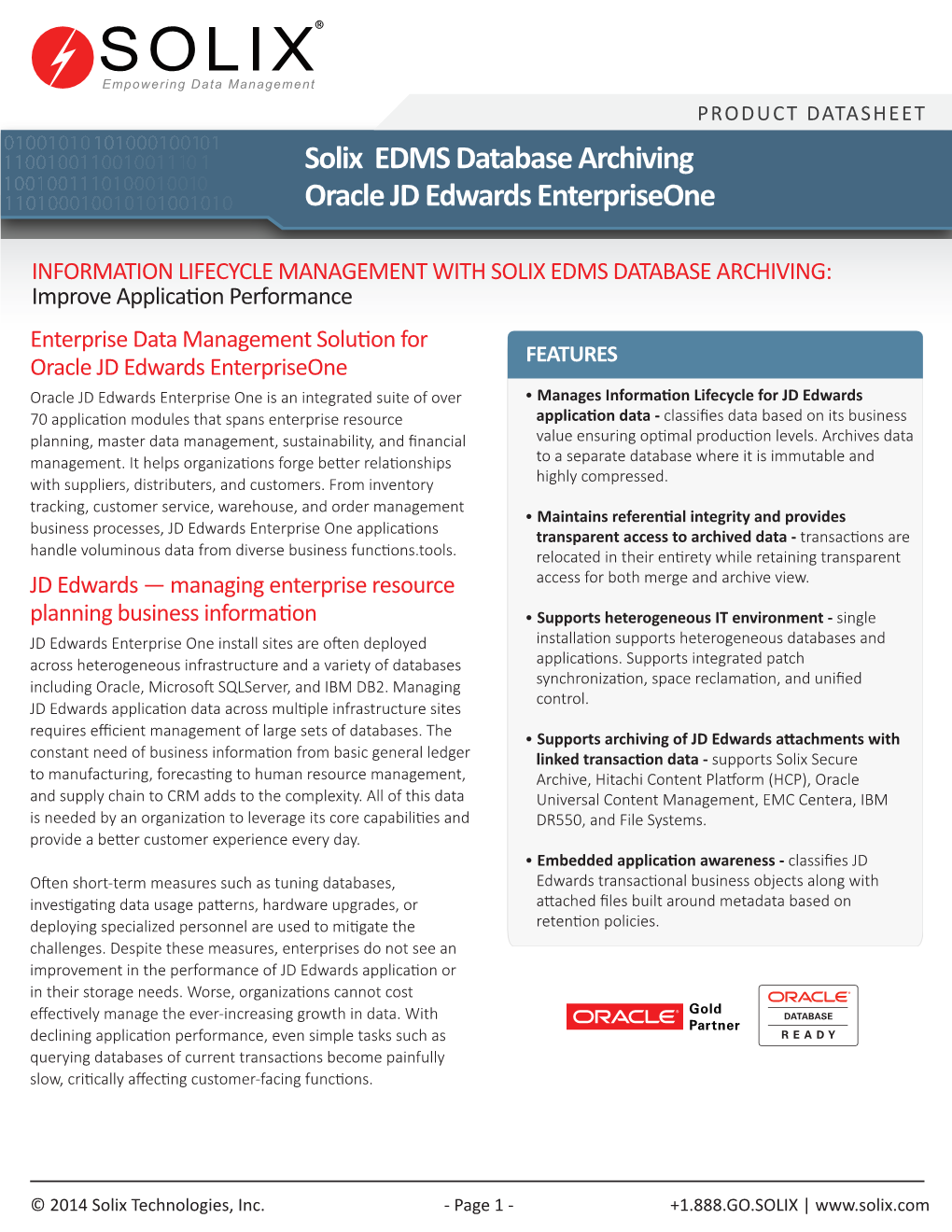 Enterprise Data Management Solution for Oracle JD Edwards Enterpriseone