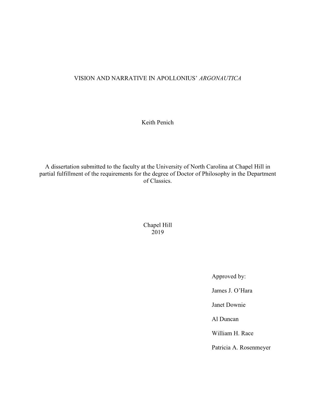 Vision and Narrative in Apollonius' Argonautica