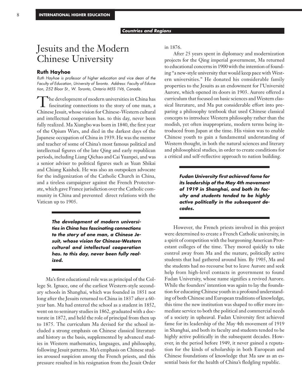 Jesuits and the Modern Chinese University