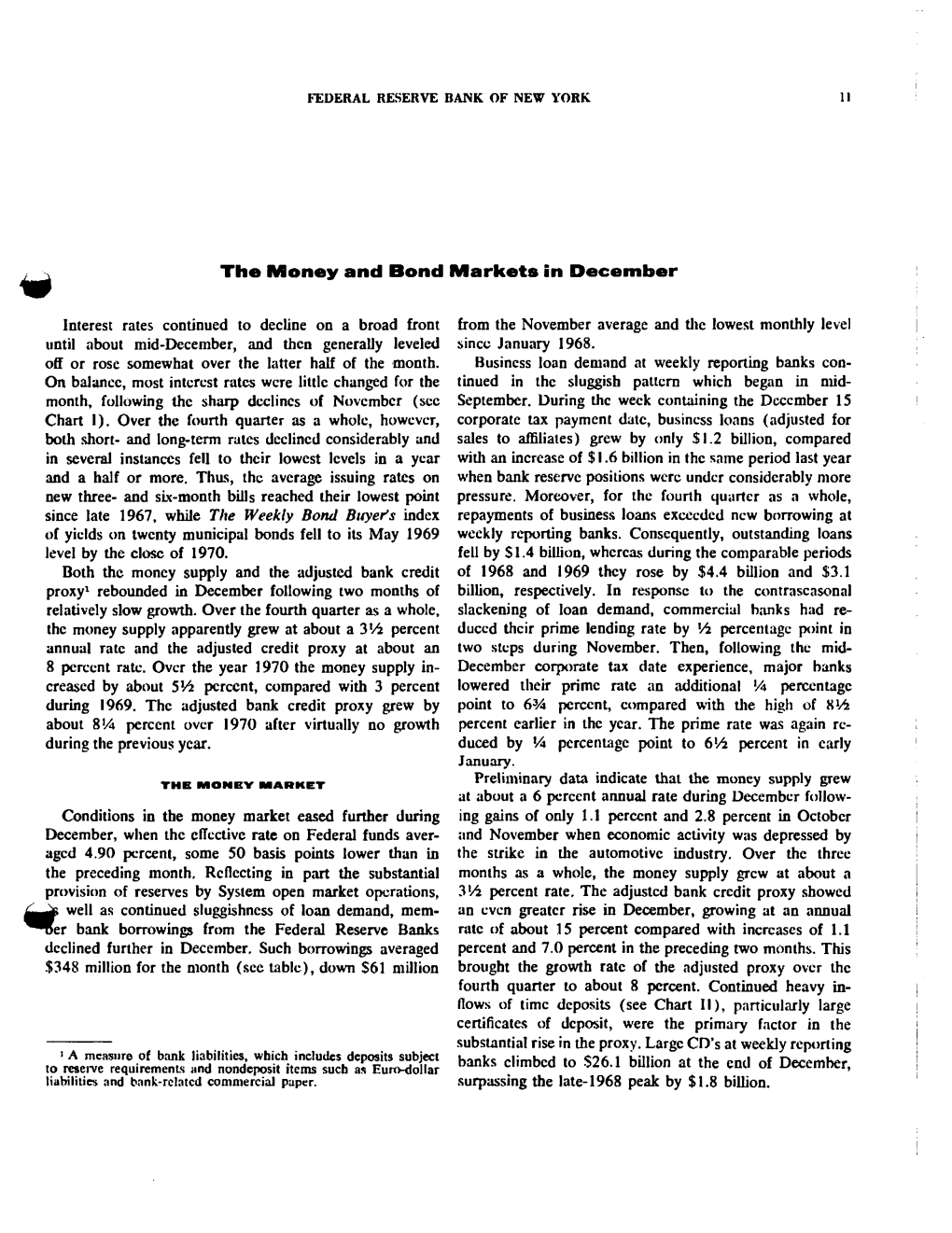 The Money and Bond Markets in December 1971