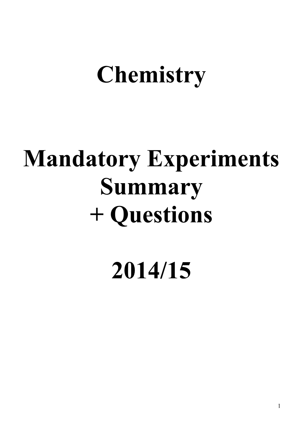 Leaving Certificate 2014/15 Mandatory Experiments