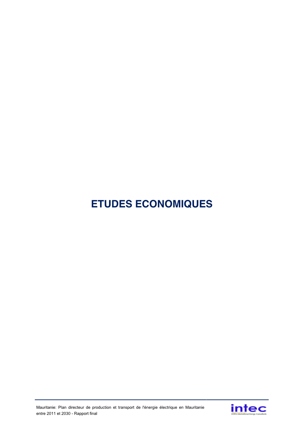 Etudes Economiques