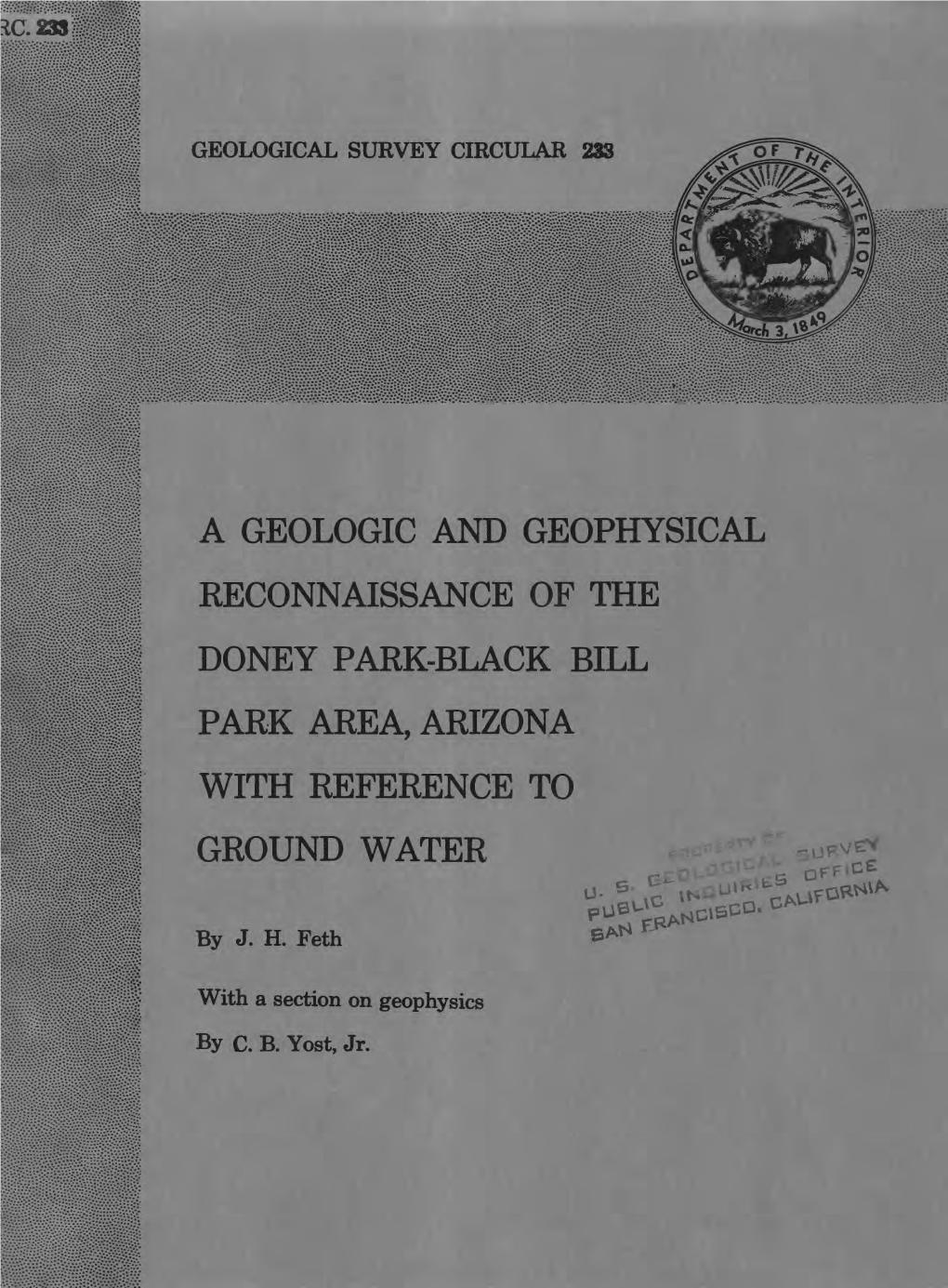 A Geologic and Geophysical Reconnaissance of the Doney Park-Black Bill Park Area, Arizona with Reference to Ground Water