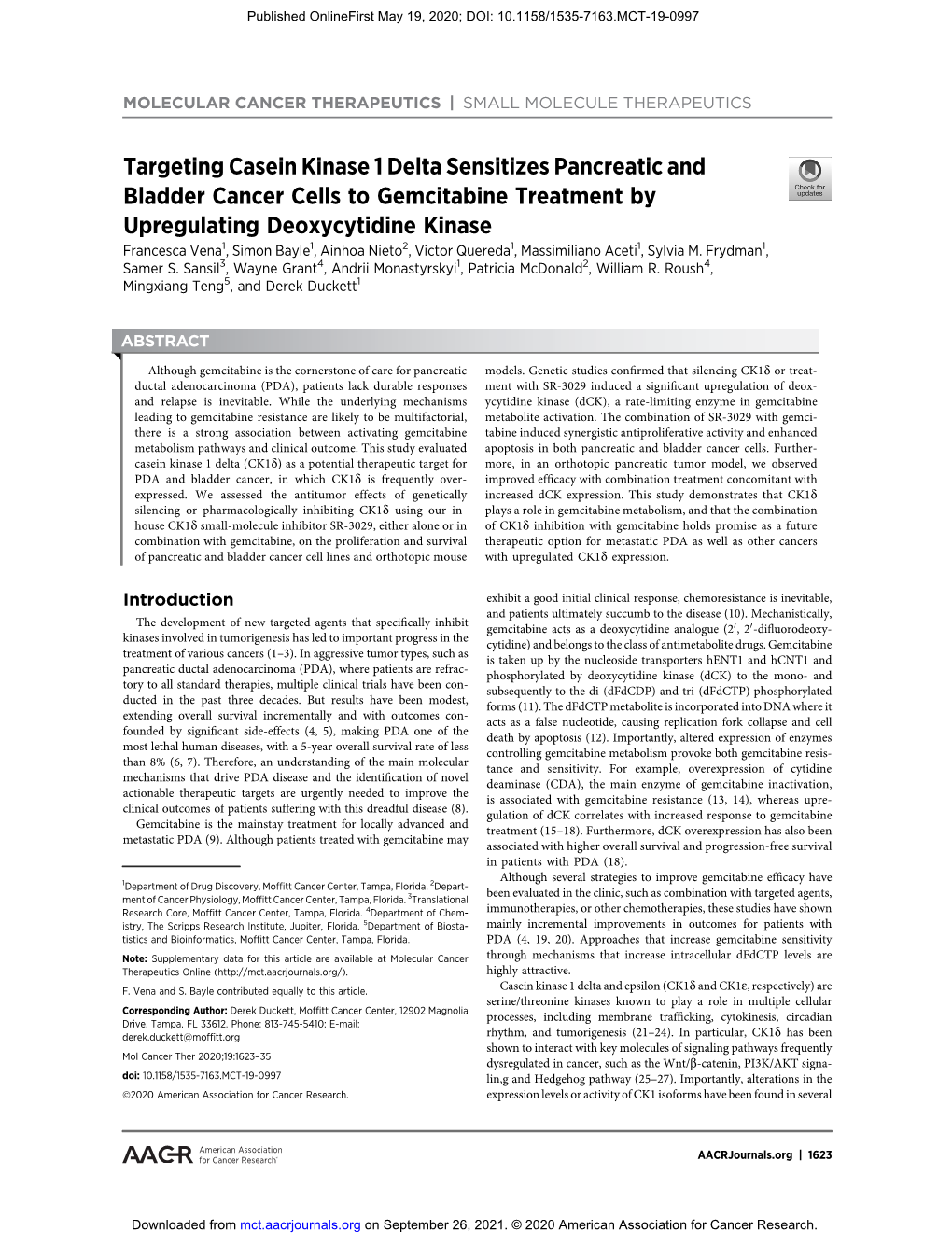 Targeting Casein Kinase 1 Delta Sensitizes Pancreatic and Bladder