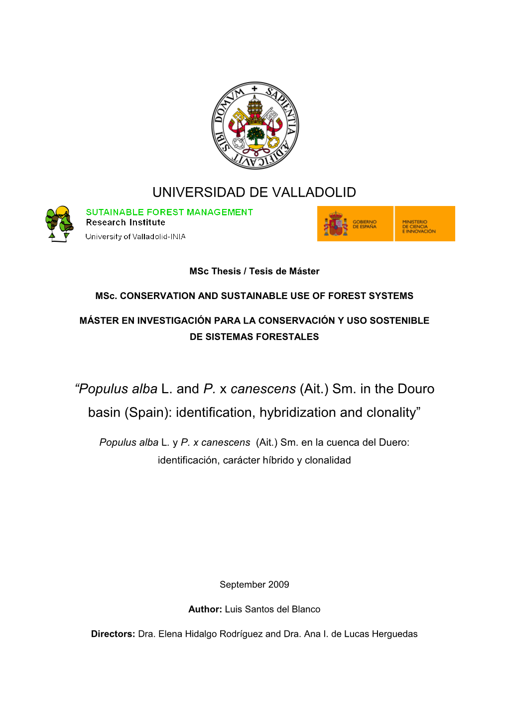 UNIVERSIDAD DE VALLADOLID “Populus Alba L. and P. X