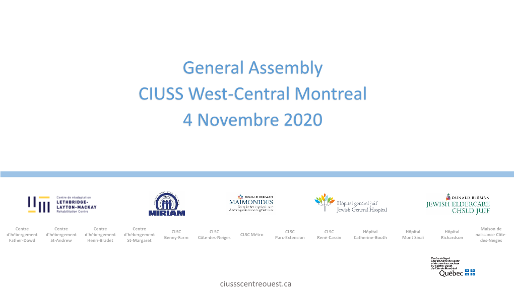 General Assembly CIUSS West-Central Montreal 4 Novembre 2020