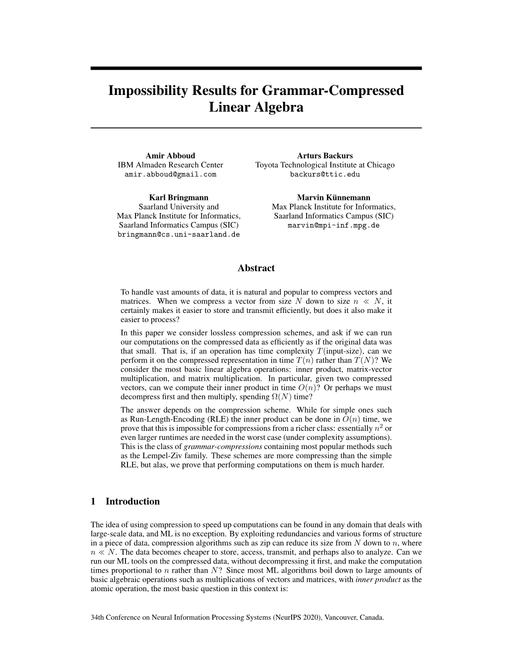 Impossibility Results for Grammar-Compressed Linear Algebra