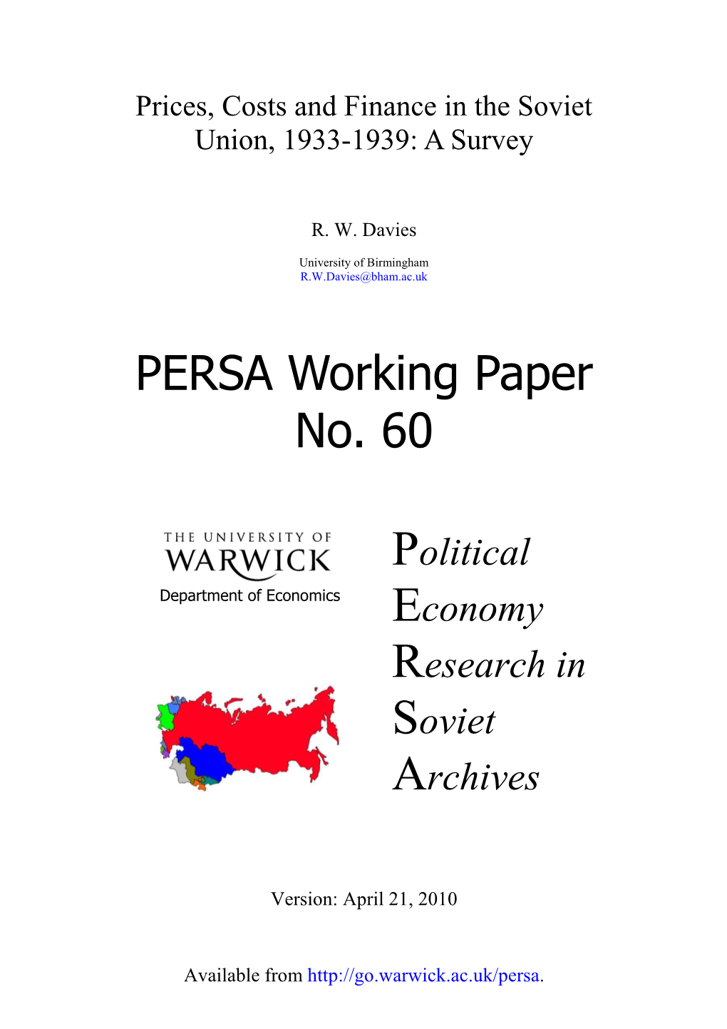PERSA Working Paper No. 60