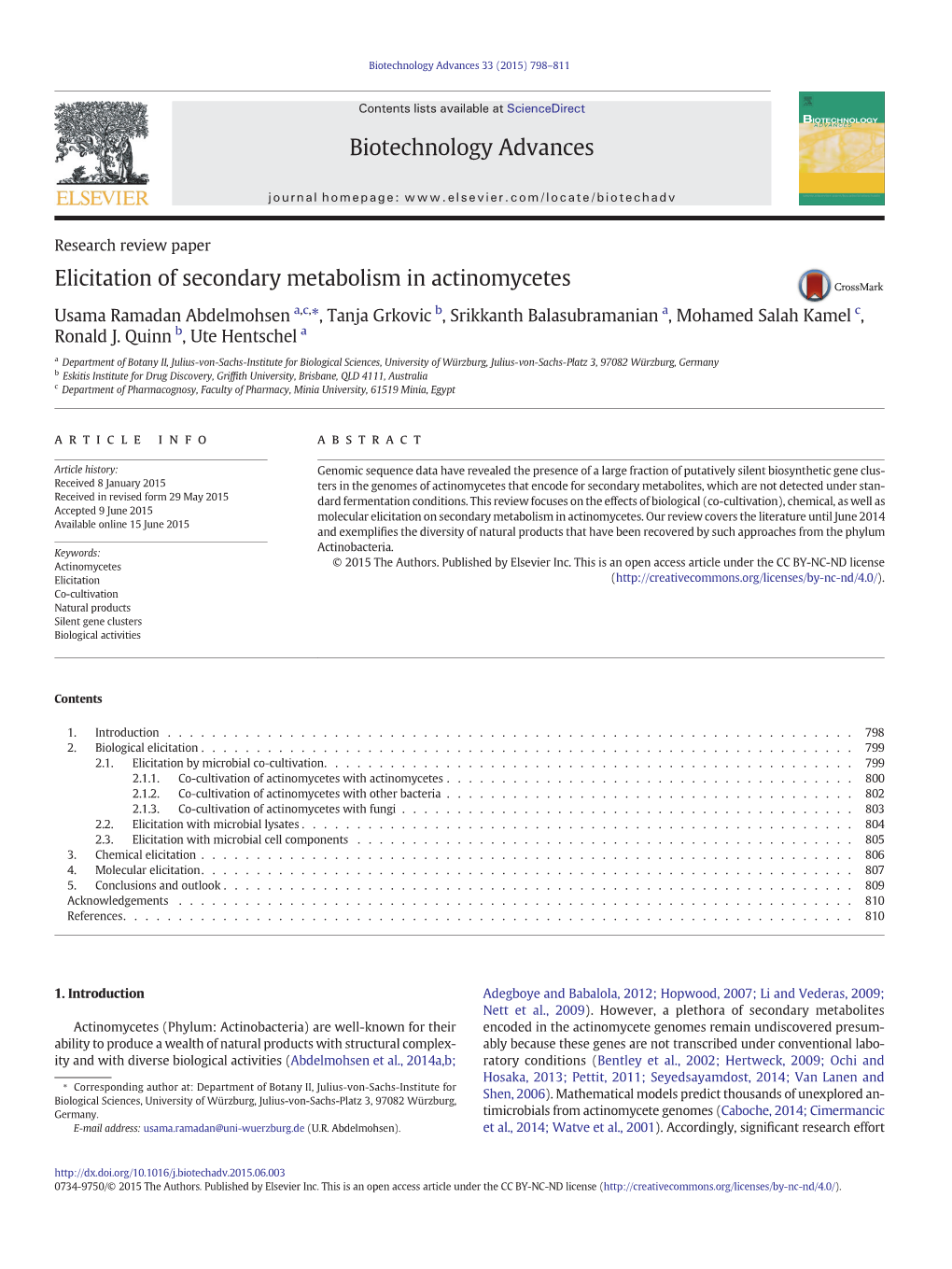 Elicitation of Secondary Metabolism in Actinomycetes