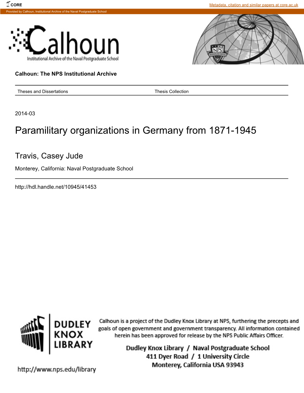 Paramilitary Organizations in Germany from 1871–1945