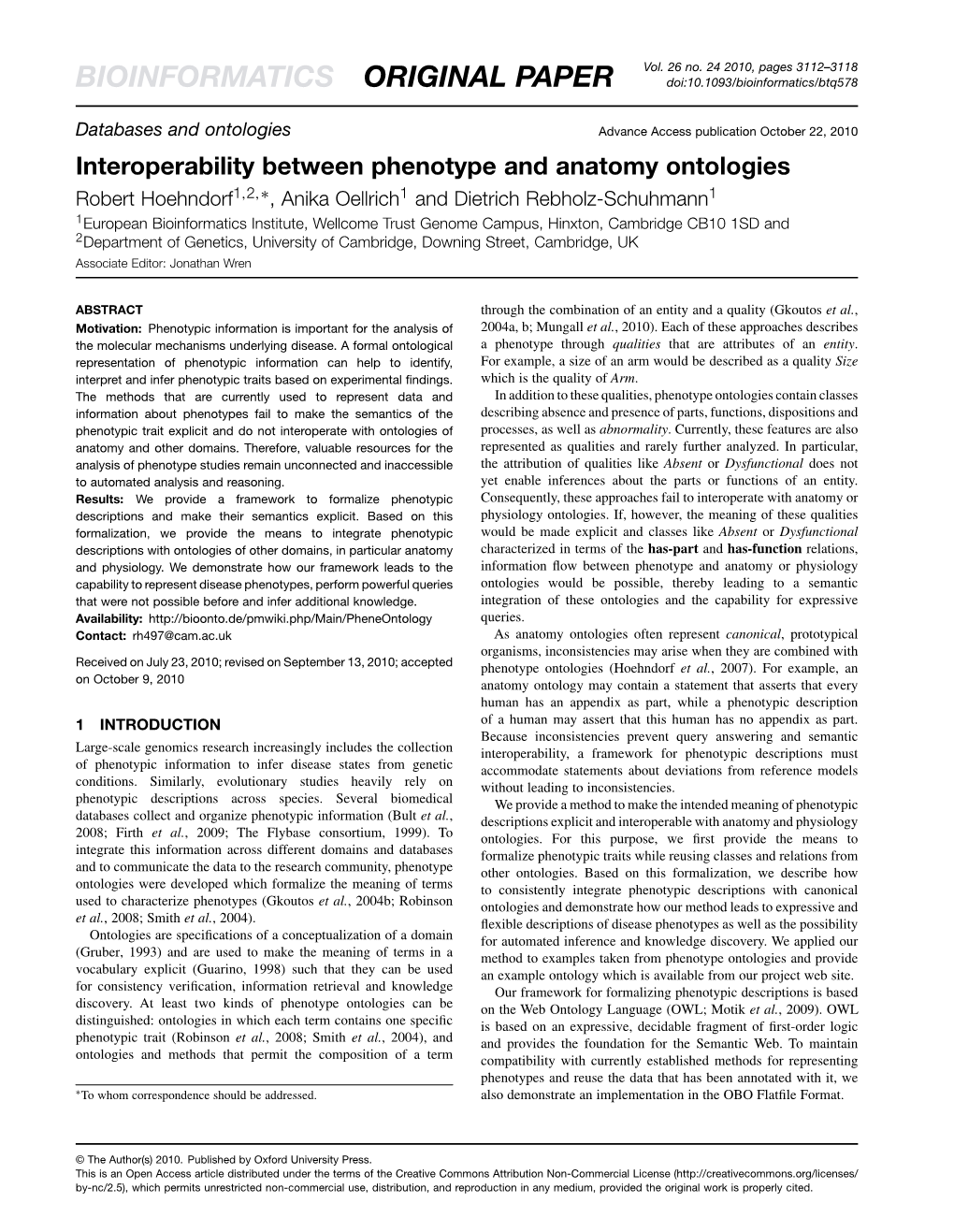 Interoperability Between Phenotype and Anatomy Ontologies