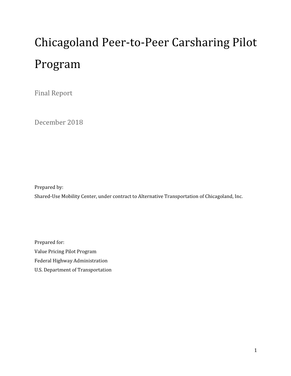 Chicagoland Peer-To-Peer Carsharing Pilot Program