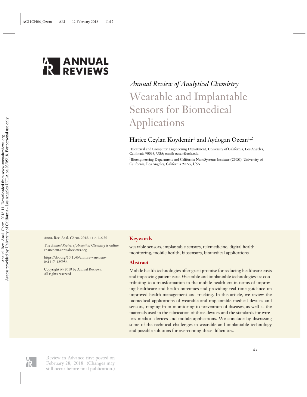 Wearable and Implantable Sensors for Biomedical Applications